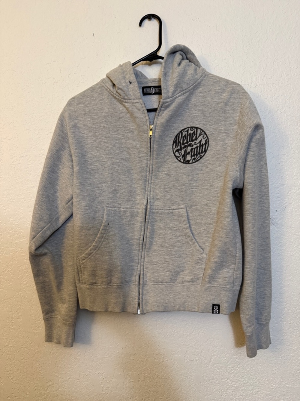 Men's Gray Zip Hoodie with Chest Logo
